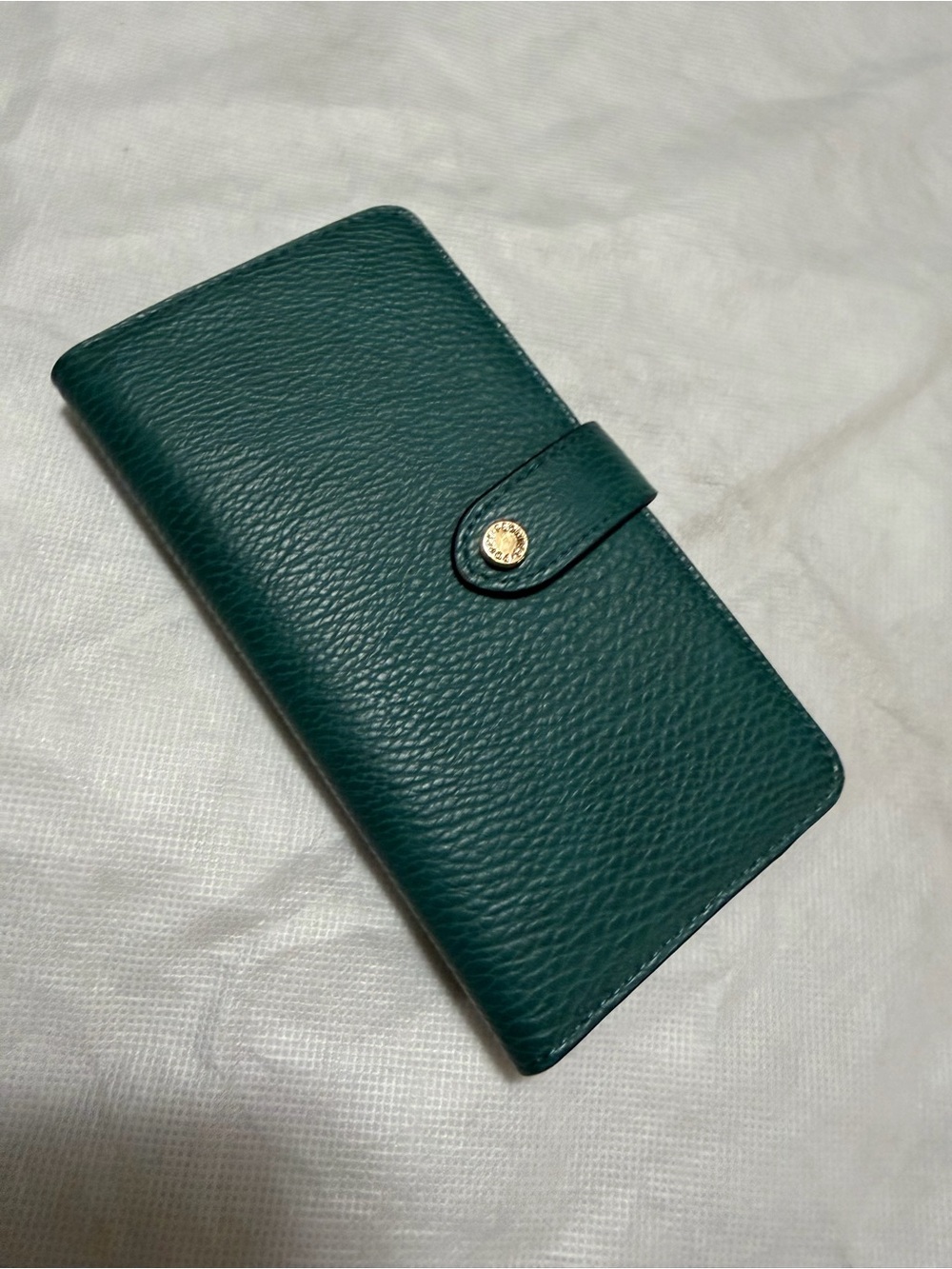 Poppy & Peonies Deep Teal Pebbled Leather Snap Wallet